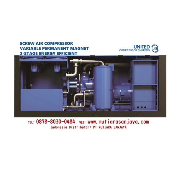 Kompresor Angin Sekrup UCS UNITED 75 KW (100HP)  2-Tahap - VPM Permanent Magnet