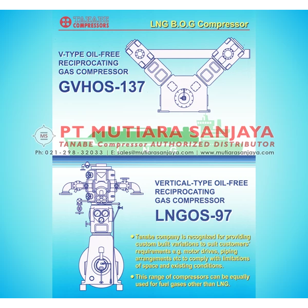 TANABE Kompresor LNG BOG Oil Free. Model: GVHOS, LNGOS