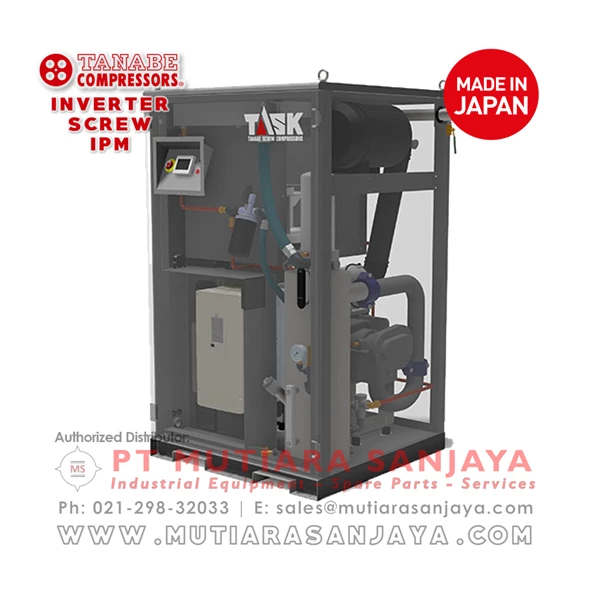 Kompresor Angin Listrik Screw Inverter IPM Motor. TANABE TASK. Made in Japan
